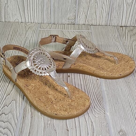 UGG Wayden II Metallic Gold Leather Sandals Womens Size 5 NEW - Picture 2 of 12